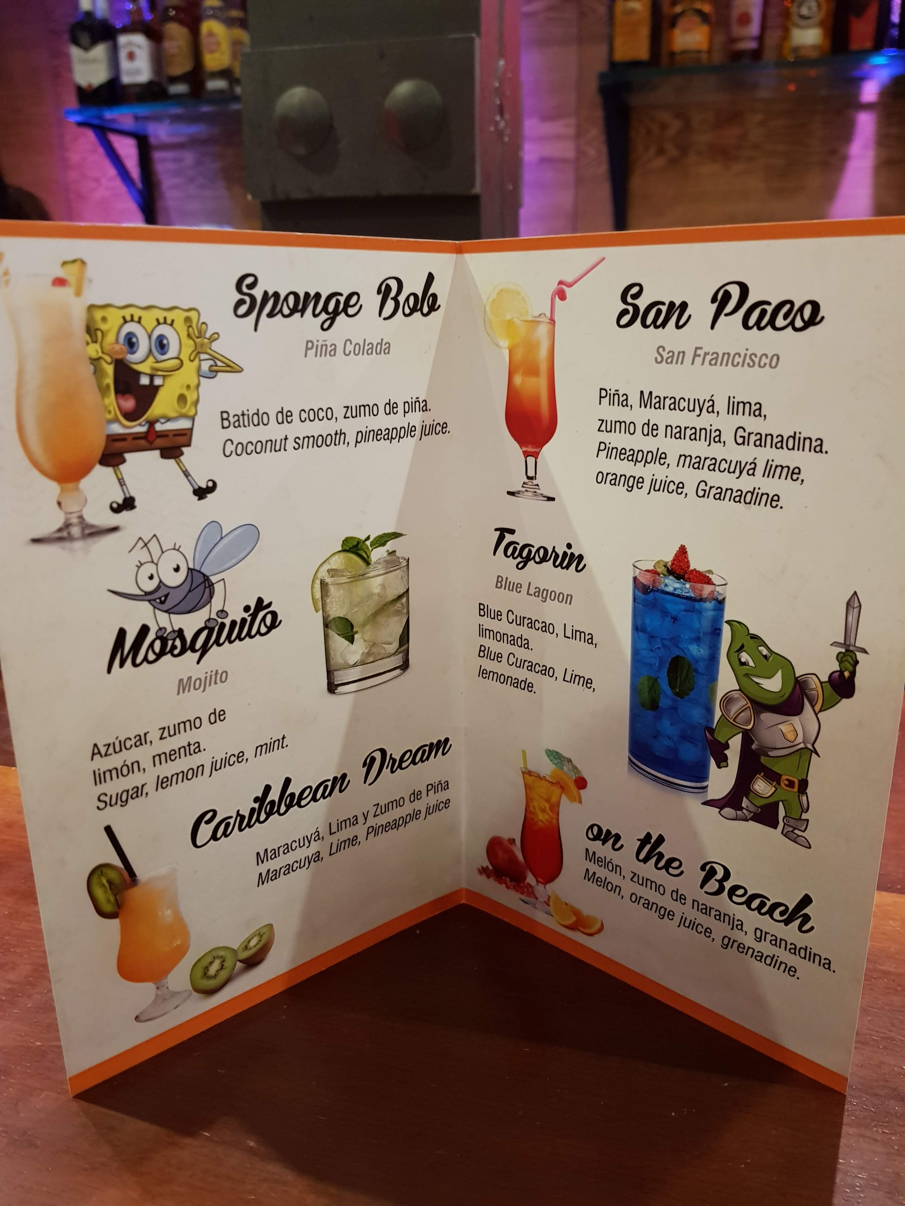 Kids drinks menu Gran Castillo Tagoro
